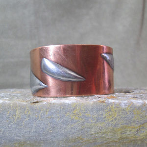 Copper Cuff Bracelet, Sterling Silver Claw Marks